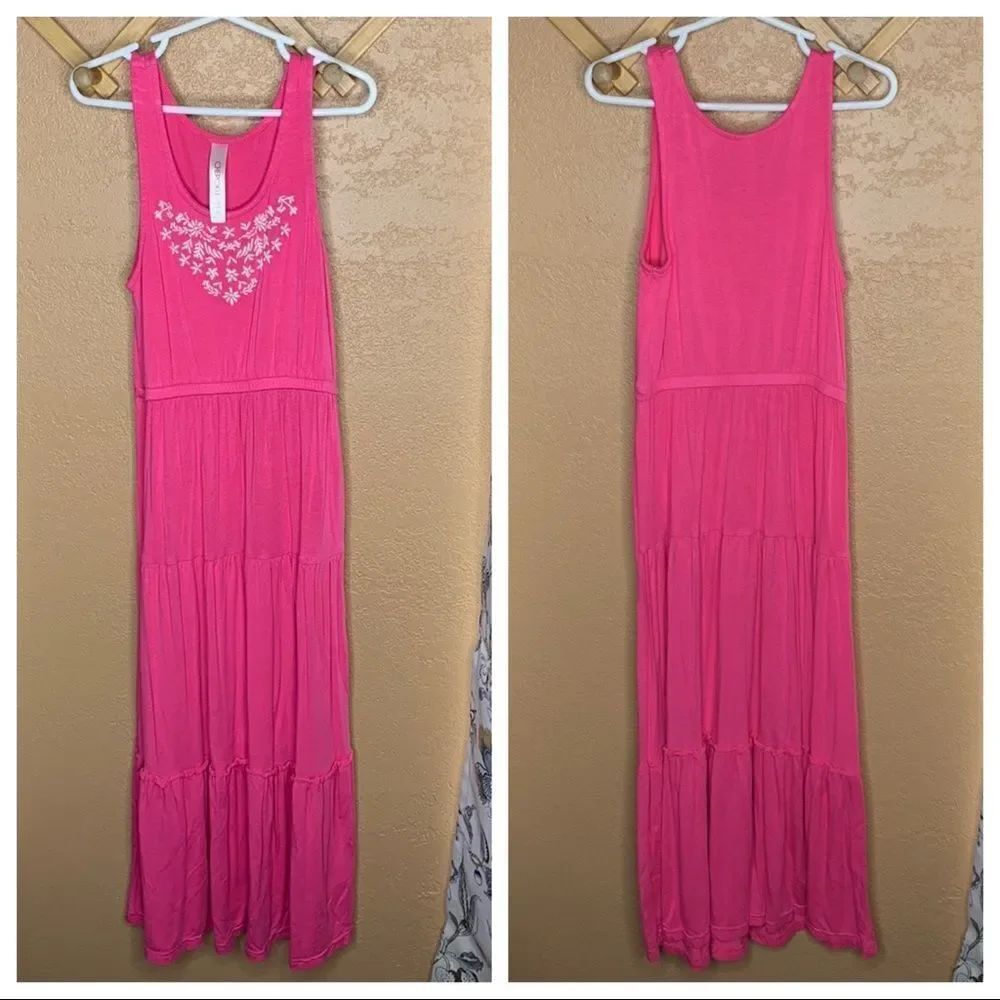 Cherokee Girls Pink Flower Embroidered Maxi Dress Size Small/6